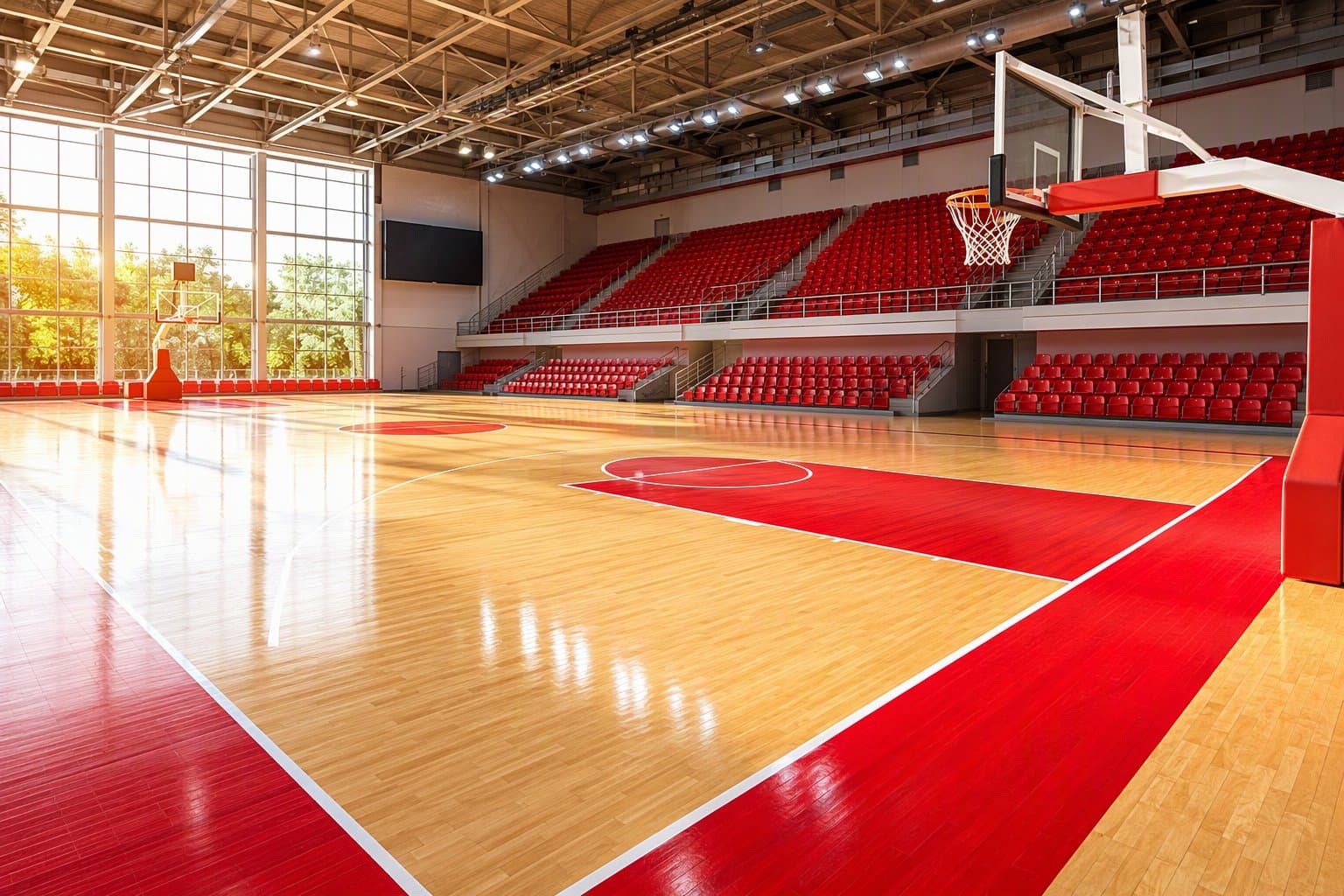 Sunlit basketball court - illustration, Jake Team LLC