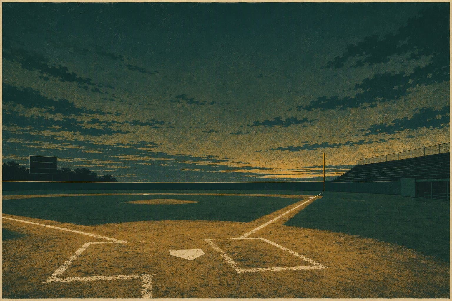 baseball field dusk - illustration, Jake Team LLC