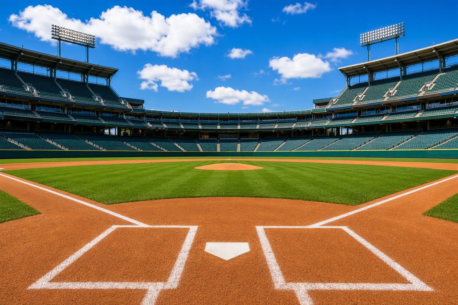 Sunlit Baseball Stadium - illustration, Jake Team LLC