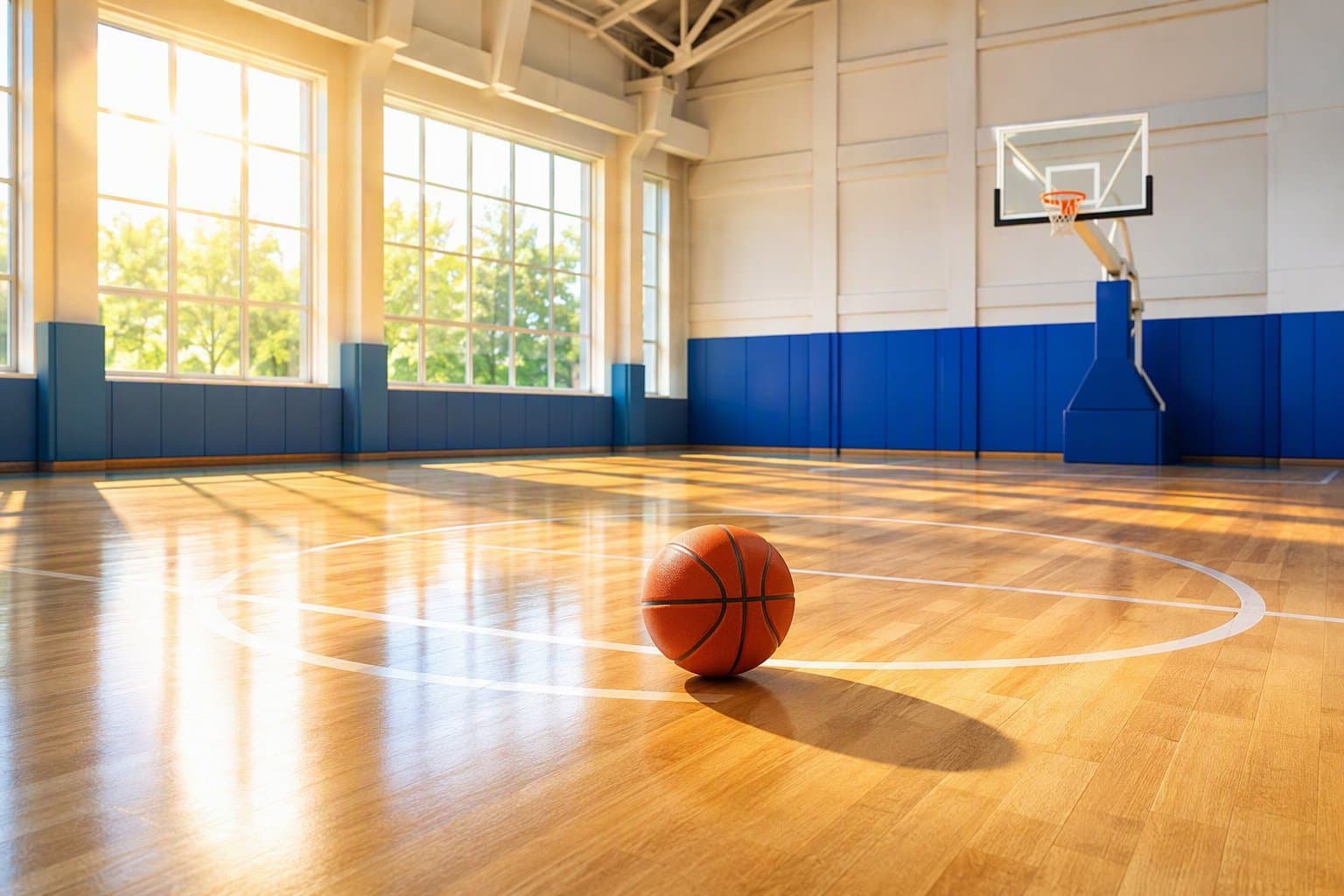 Sunlit basketball court - illustration, Jake Team LLC