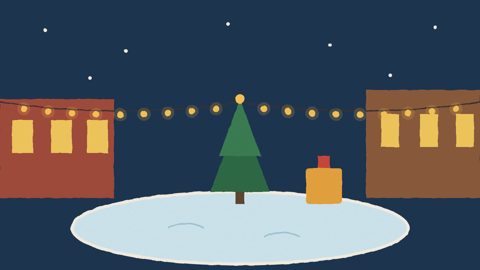Ice rink on a holiday plaza - illustration, Jake Team LLC