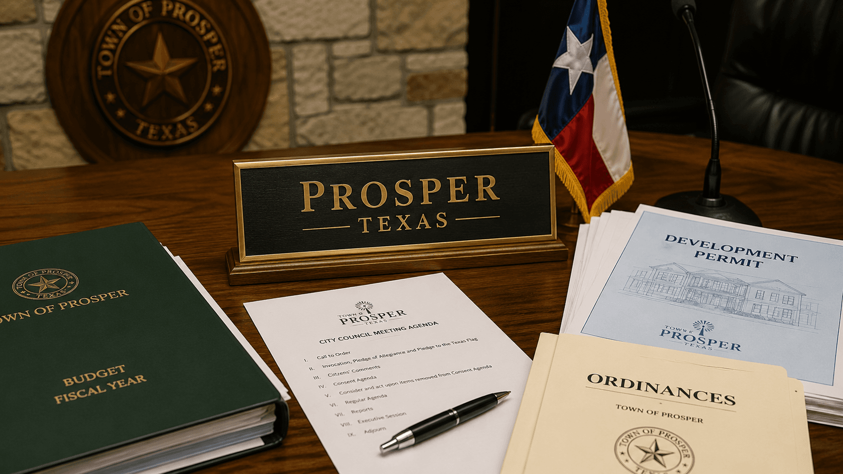 Prosper Texas reviews permits, bills, and city agenda items - Illustration Jake Team LLC